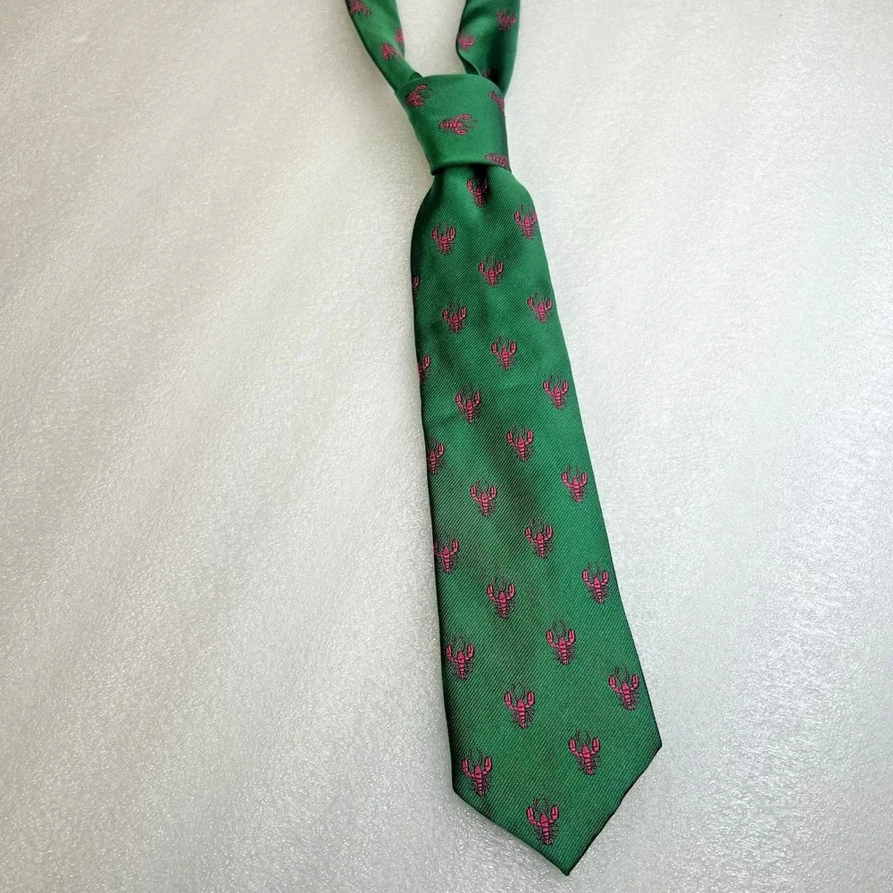 Polo Ralph Lauren Junior Hand Made in Italy 100% Silk Green Necktie with Lobster